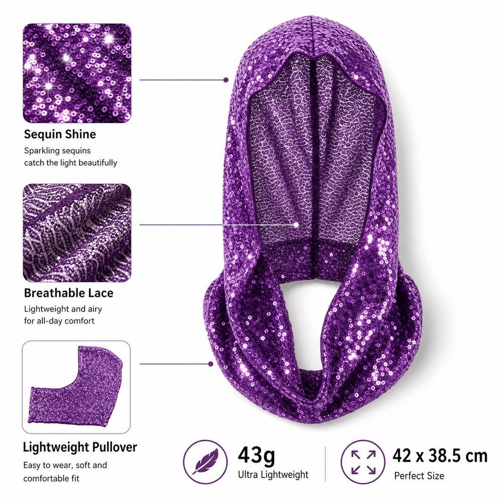 Lace Sequin Hooded Headscarf Breathable Lace Head Cover New Pullover Hat Costume Accessories