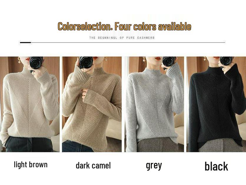 Women's Mid-Length High-Neck Wool Knit Sweater Dress for Autumn/Winter 2025 - Thickened Inner Layer
