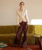 SATUR (W) Herringbone Cotton Pants Brown