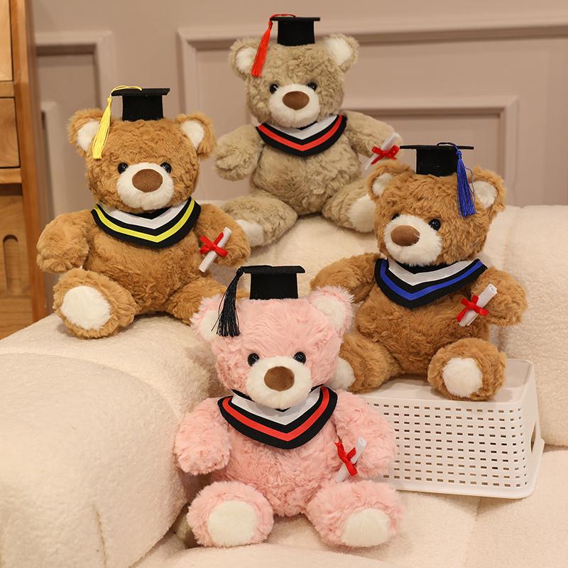 25cm Kawaii Graduation Dr.Bear Plush Toy Cute Christmas Hat Teddy Bear Soft Doll Boys Girls Kids Students Graduation Lovely Gift