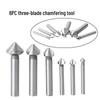 Tri-Edge 90° High-Speed Steel Chamfer Tool Set for Woodworking, Milling, and Countersink Drilling.