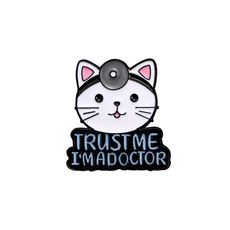 Cartoon cat series brooch personality cute puppy doctor cat nurse medical supplies metal badge