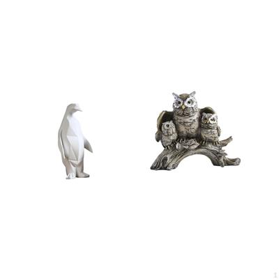 Penguin Owl Sculpture Figurine Collectable Craft Decorative Ornament Resin Animal Statue for