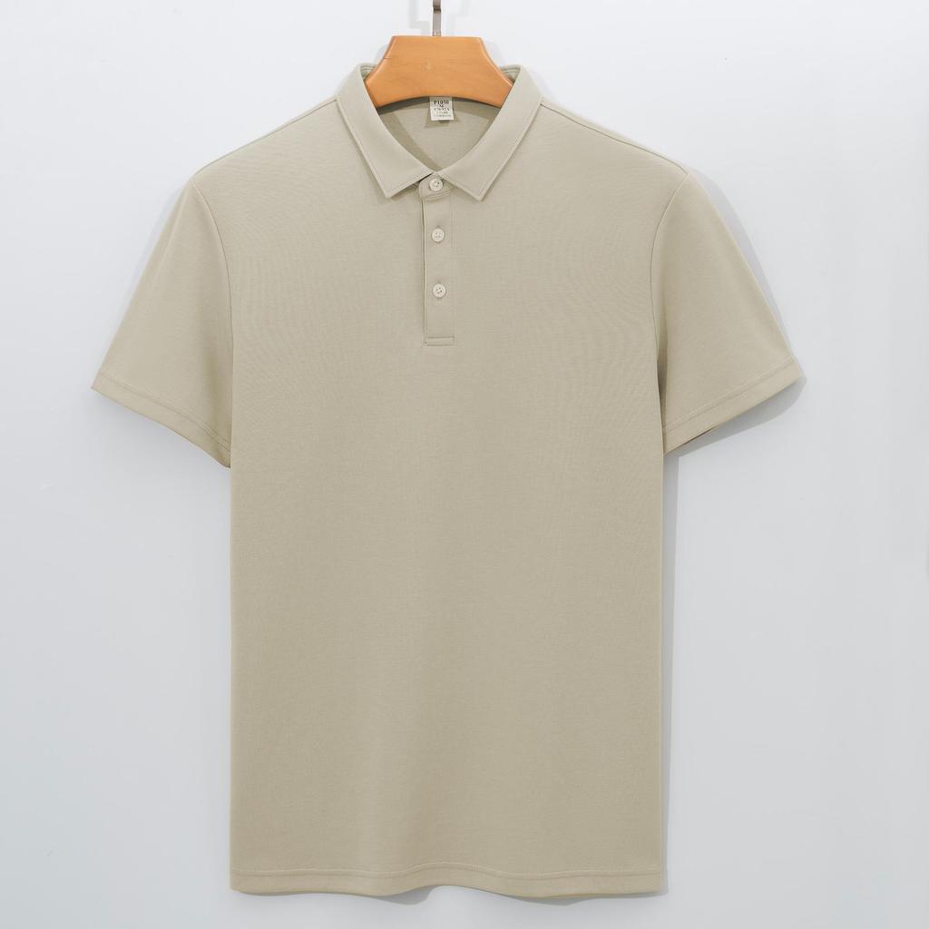 230g Double-sided Cotton Air Layer Shirt Collar Polo Shirt Men Short-sleeved T-shirt Solid Color Business Men's Polo Shirt