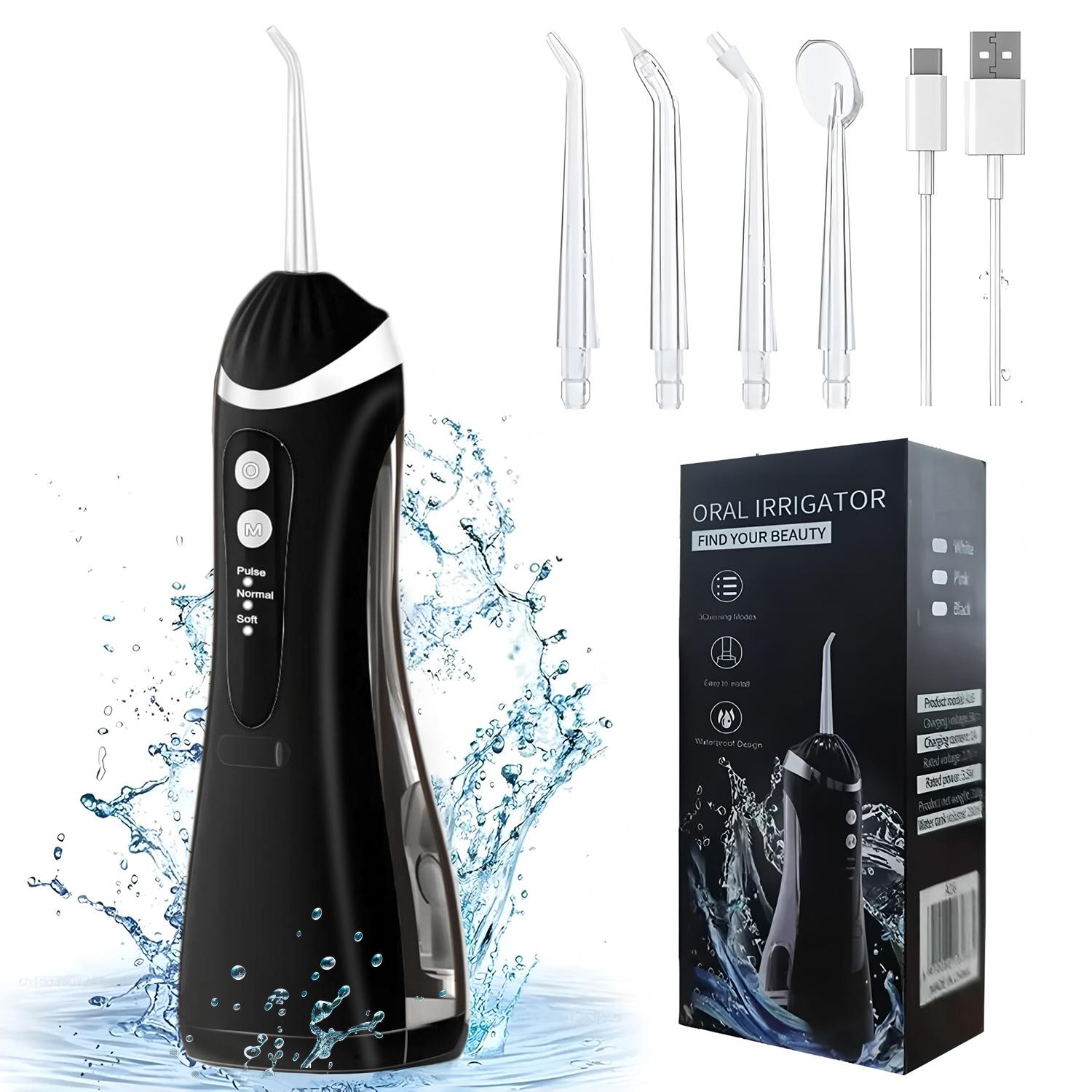 

Electric Oral Irrigator Water Flosser - USB Rechargeable Portable Cordless | Dental Whitening Gums Care Jet Tooth Scaler New чёрный