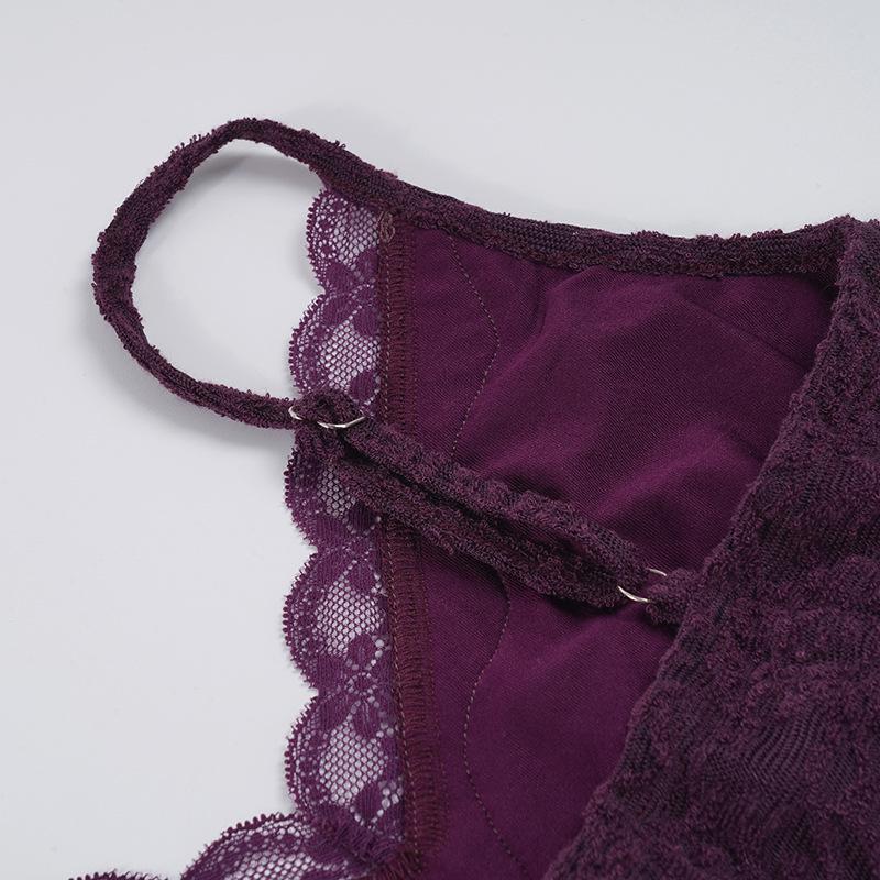 Purple V-neck Lace Patchwork Slim Camisole for Summer 2026