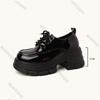 Fashion Fashion British Style Leather Loafers Black Female 2025 Autumn New Thick Bottom High Heel Shoes for Women Platform Lace Up Pumps