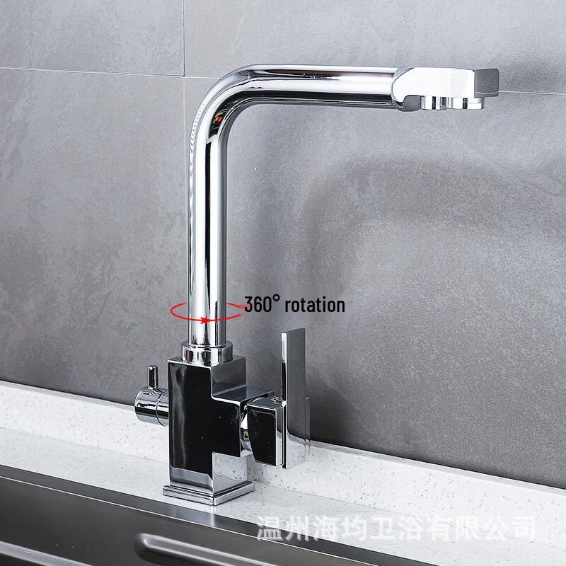 TLXT Golden Wall-Mounted Kitchen Faucet with Purifier