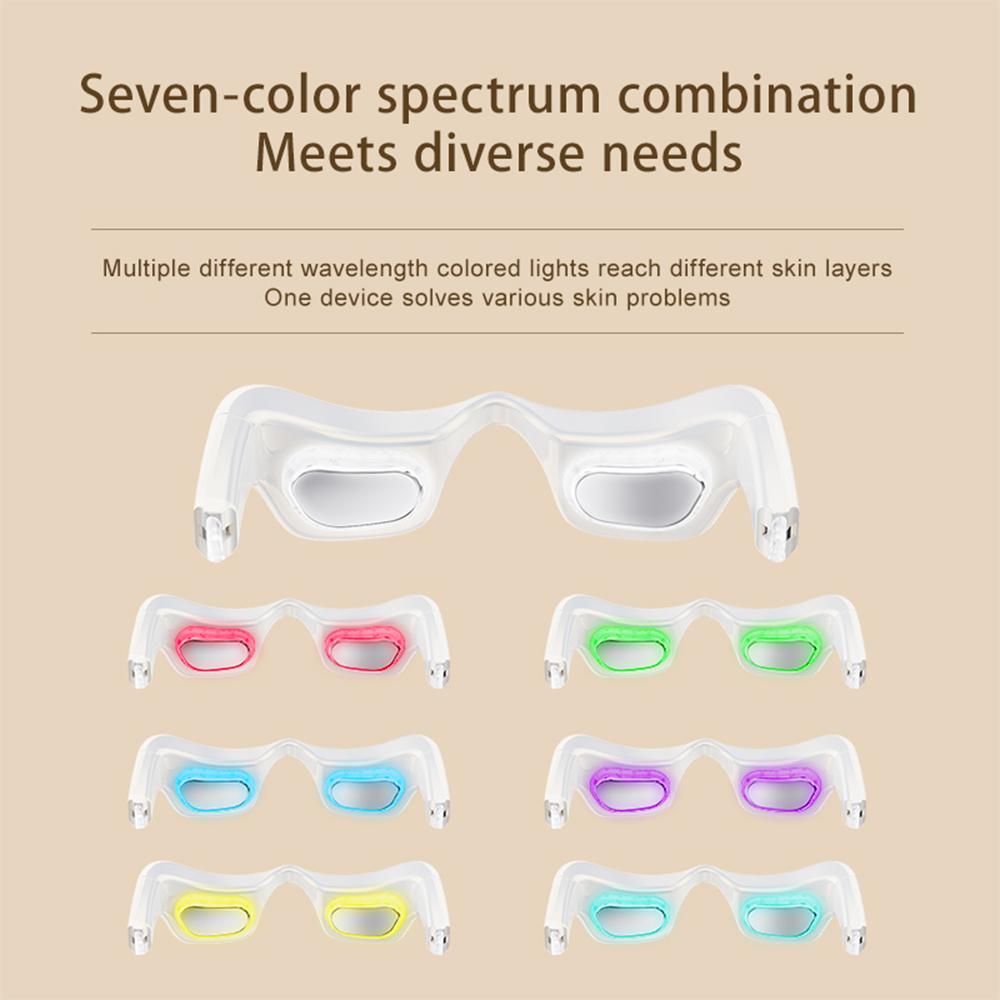 Eye Red Light Therapy Device Cold Hot Compress Glasses Microcurrent Eye Massager 7 Color Light Eye Mask for Eye Bags Wrinkles