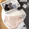 Lady Summer Sexy Pure Want Hollow Lace Pearlescent Satin Middle Waist Triangle Briefs