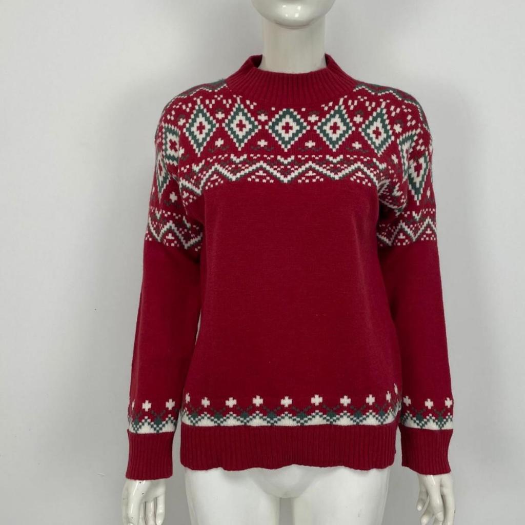 Women's Retro Loose Fit Christmas Sweater - Korean Style Pullover for Autumn/Winter 2025