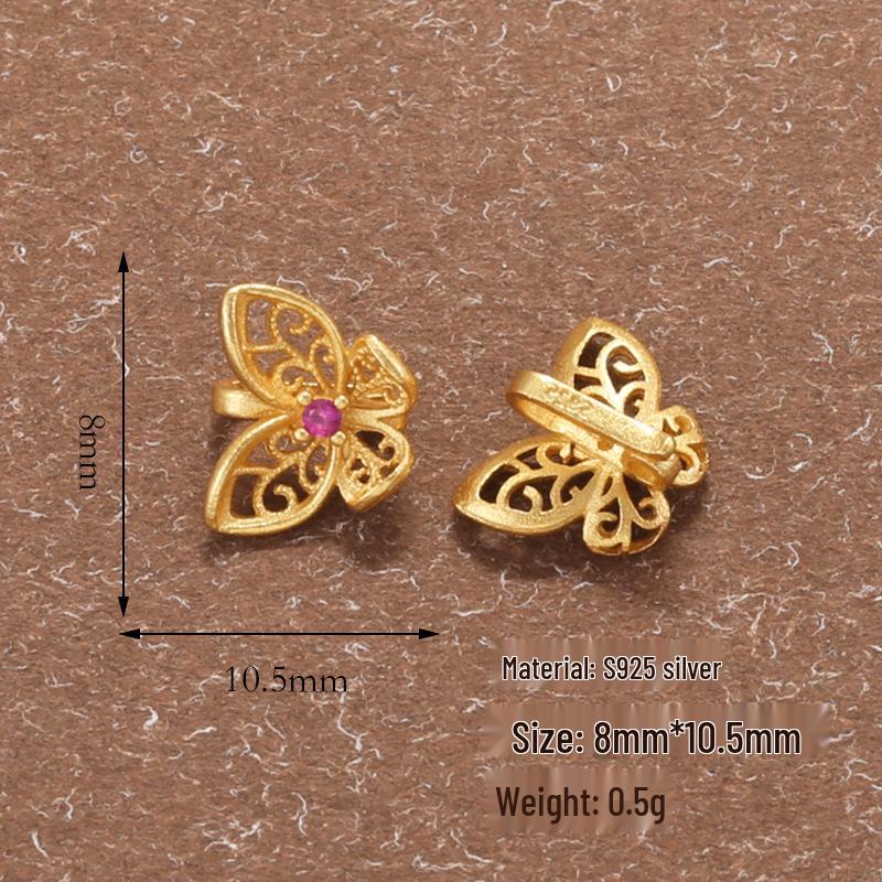 Gold Plated S925 Silver Butterfly Pearl Zircon Clasp DIY Bracelet Connector P24
