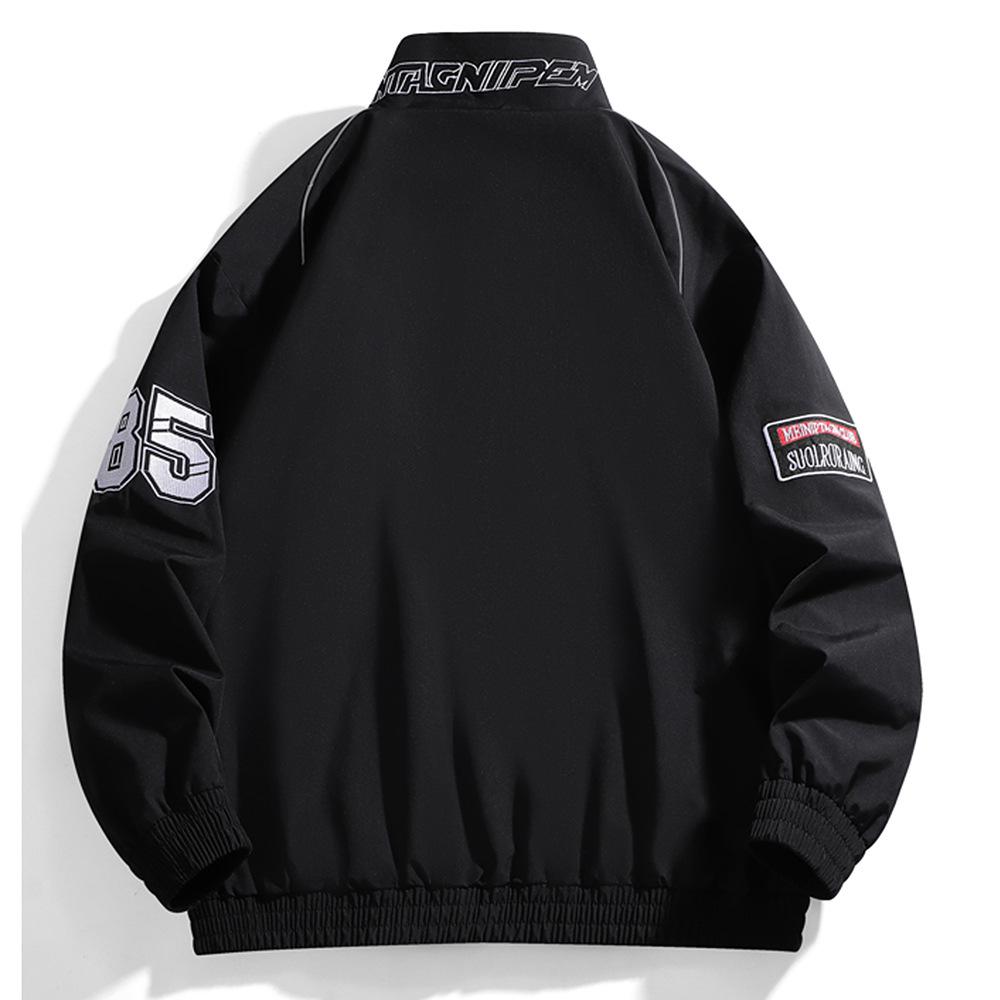 Teen Embroidered Casual Jacket Fashion Stand-Up Collar Top Men's Embroidered Cycling Suit