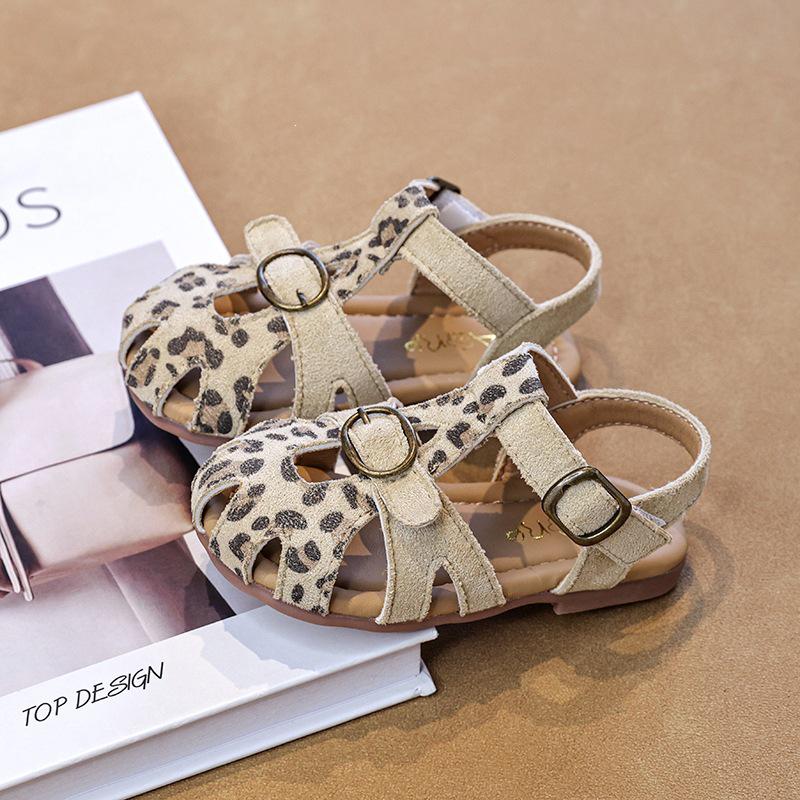 2026 Girls  Closed-Toe Roman Sandals with Magic Tape - Soft Sole Summer Beach Shoes 23