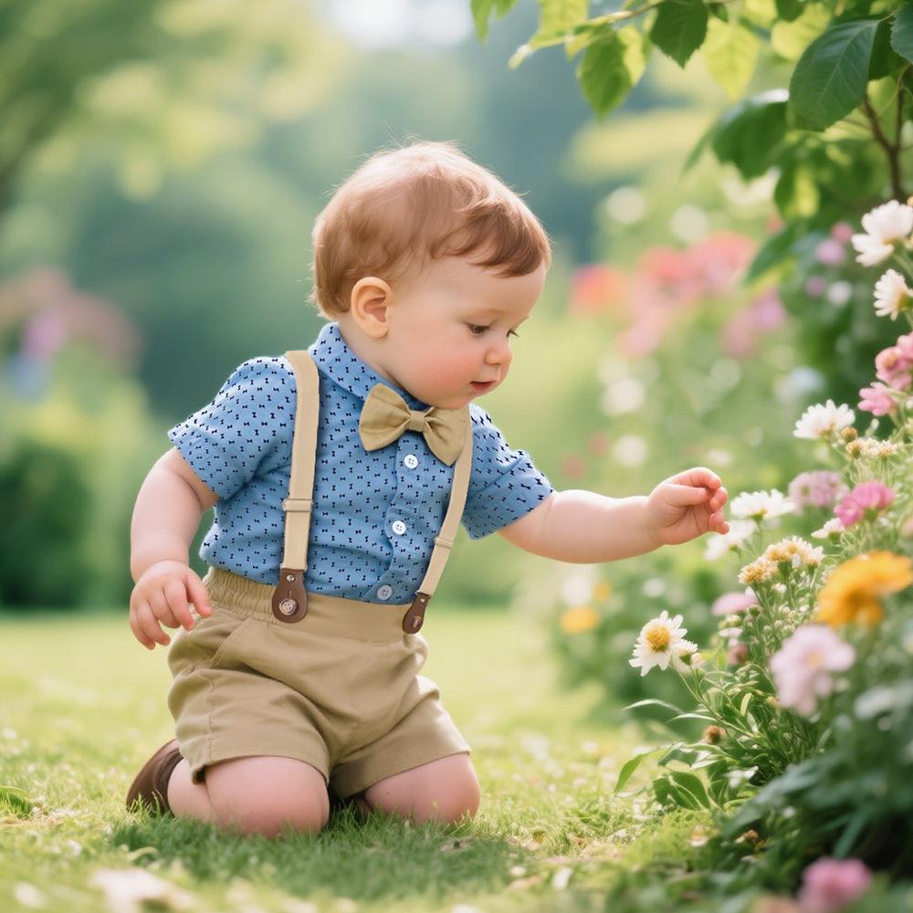 Summer British Style Toddler Performance Suit for Boys - Children's Formal Overalls Set