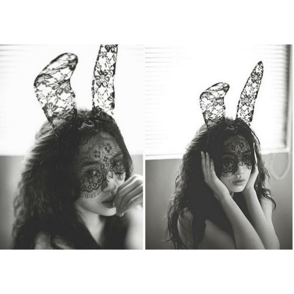 Sexy Lingerie Uniform Seduction Accessories Headband Lace Veil Ball Mask Rabbit Ears Queen Mask