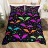 Halloween Duvet Cover Set Gothic Spooky Bedding Sets,Pumpkin Lantern Comforter Cover Horror Ghost Witch Hat Cat Bat Quilt Cover