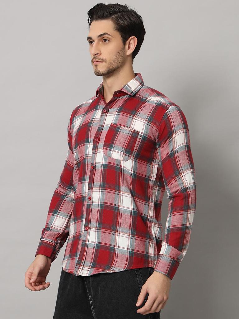 Bigreams Men's Yarn-Dyed 100% Cotton Slim Fit Checkered Flannel Shirt For Full Sleeve Shirt
