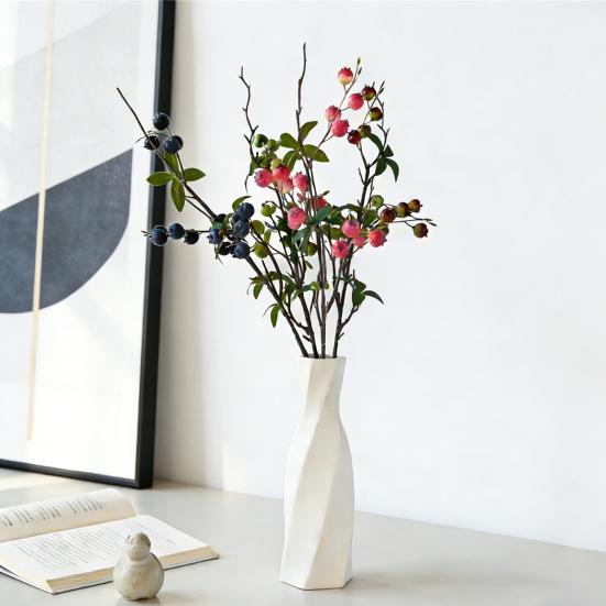 Künstliche Granatapfelbeeren Zweige Falsche Fruchtbeeren Picks mit Blättern für Heim-Blumenarrangements