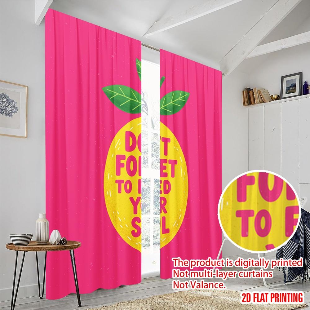 2pcs 2D Flat Printing Window Curtains Don't Forget Feed Your Soul Polyester Without Electricity Festive Curtains for Decorations