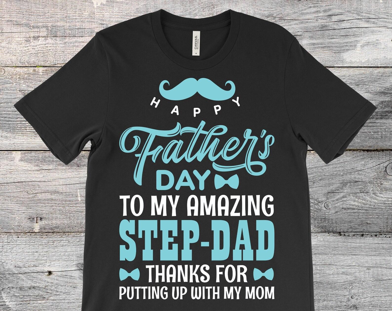 Happy Father s Day To My Amazon Step-Dad Appreciation T-Shirt, Gift for Family Mom Kids Papa Daddy Dads Father Stepfather Step Dad Stepdad, 160