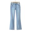 Trade Large Size Women's Clothing for Plus-Size Women, Spring and Autumn Season, Stretchy Slim-Fit Washed Light Blue Denim Flared Pants for Women