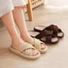 [Euyqs] Mesh Fabric Cross-Strap Slippers, Indoor Use, Quiet, Non-Slip, Unisex (Light Yellow, Adult, Size M, Alphabet, Japanese Shoe Sizes Available)