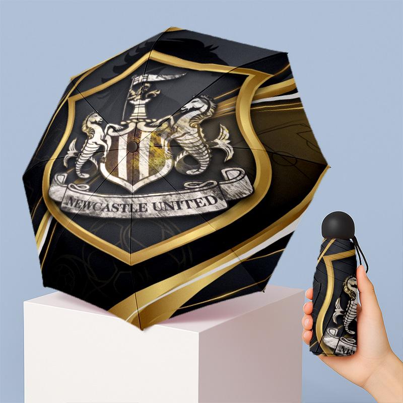 Newcastle United Football Pattern Printed Mini 5 Folds 8 Ribs Compact Umbrella Windproof Waterproof Lightweight Portable Folding