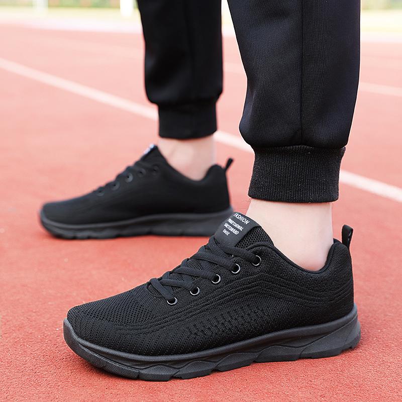 Sneakers spring and summer new mesh breathable running shoes lightweight fly-woven shoes trendy shoes running shoes black