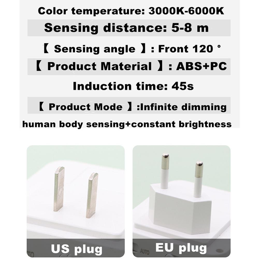 Motion Sensor LED Night Lights EU/US Dimmable Cabinet Light For Baby Bedside Bedroom Corridor Wireless Night Lamp Lighting