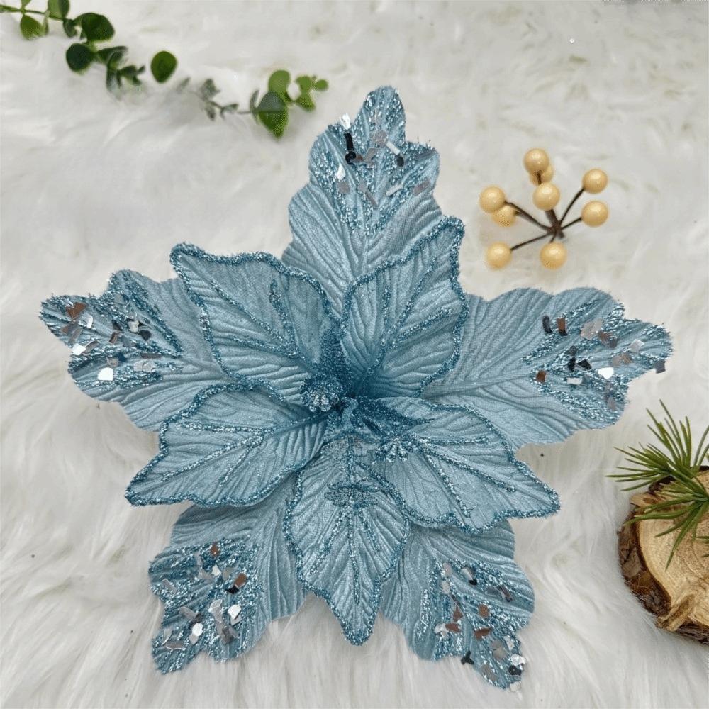 Pailletten Simulation Weihnachtsblume DIY Basteln Glitzer Simulation Blume Flanell 26cm Weihnachten Blumenköpfe Weihnachten