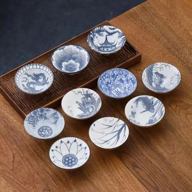 Blau und Weiß Porzellan Teetasse Handgefertigt Drache Phönix Fisch Pavillon Chinesische Kungfu Teetasse Zeremonie Teegeschirr Meistertassen
