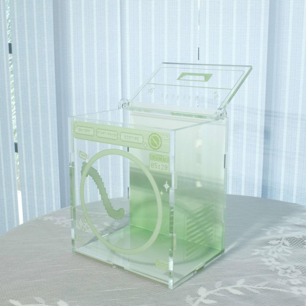 

Washing Machine Shape Figure Acrylic Badge Storage Box Dustproof Creative Doll Display Shooting Props Gift for Kids зелёный
