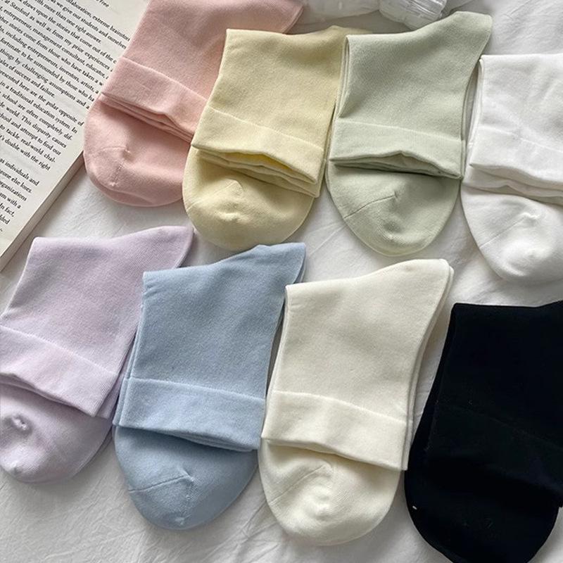 Women's Macaron Color Seamless Postpartum Mid-Calf Socks - High Elastic, Anti-Pilling, Versatile Stacking Socks