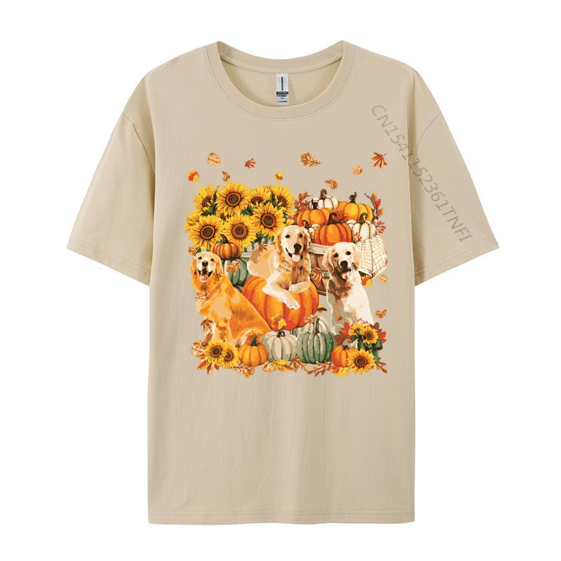 Dog Golden Retriever Autumn Vintage T Shirt Cotton Tops Shirts for Adult Japan Style Plain T Shirts Wholesale