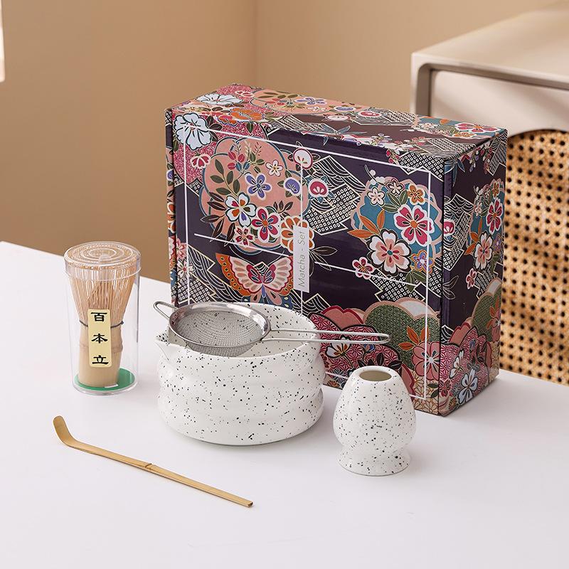 Japanese Matcha Set, Ceramic Material, Matcha Bowl, Matcha Tool Set, Matcha Stirrer, Gift