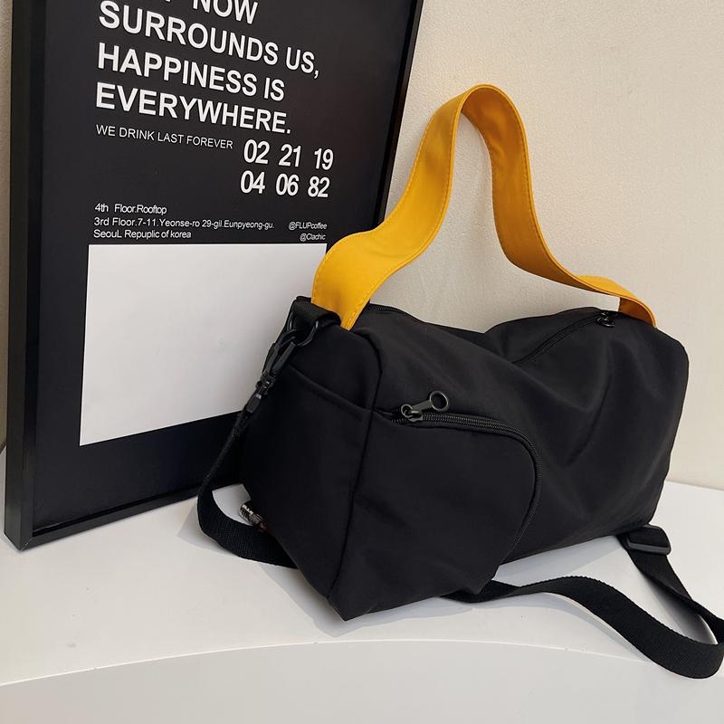 Sports Style Large Capacity Fitness Bag Contrast Color Design Shoulder Crossbody Bag Pillow Bag