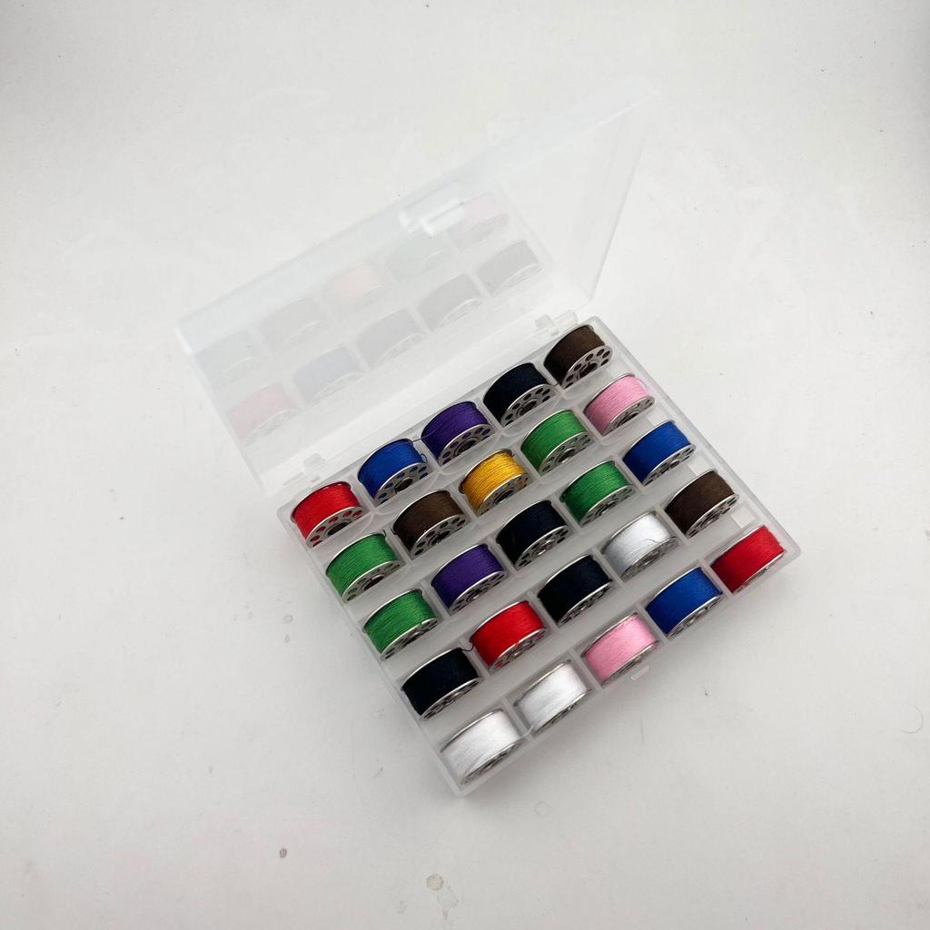 Multi-Specification Household Bobbin Set: Colored Transparent and Metal Bobbins with Thread