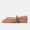 Fashion Cute Pink Suede Velvet Ballet Flats Women Elegant Bow Designer Flats for Girls Light Comfort Mary Jane Shoes Loafers Woman Shoes