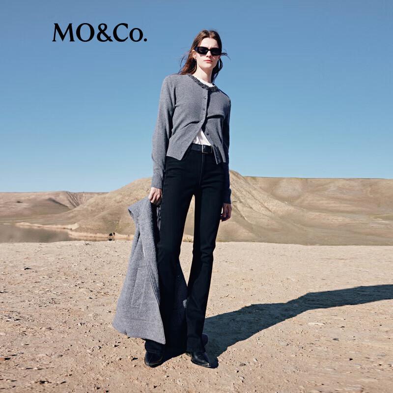 MO&Co. 2024 Autumn Merino Wool & Cashmere Beaded Knitted Cardigan