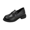 Black Versatile Small Leather Shoes Women's Thick Soles Increase by 5CM Autumn and Winter New Women's Shoes Small Size 3233