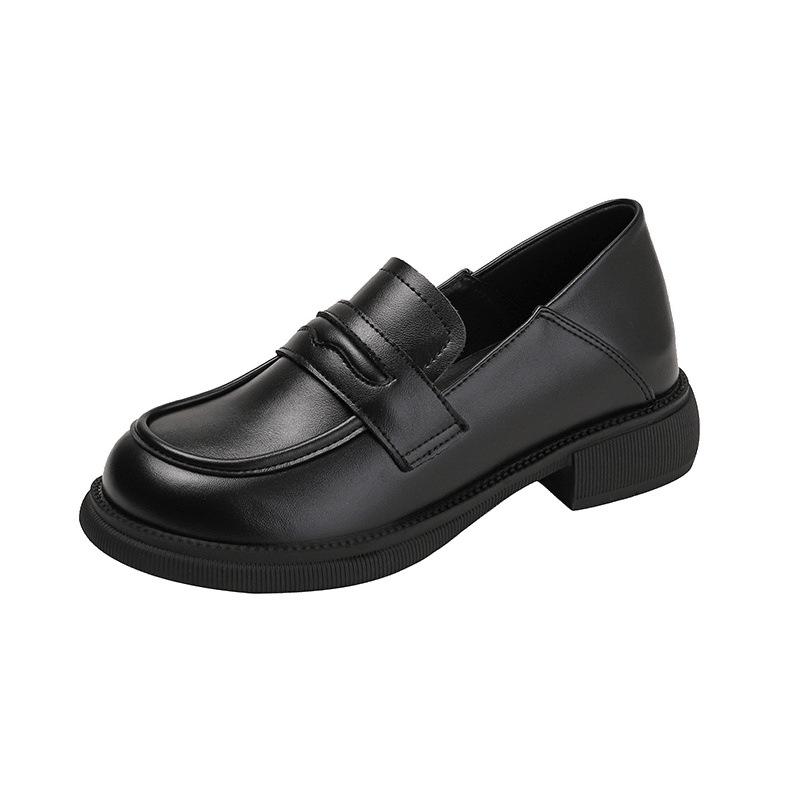 Black versatile small leather shoes women's thick soles increase by 5CM autumn and winter new women's shoes small size 3233