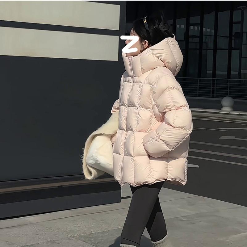 Puff cotton-padded clothes Women's cotton-padded clothes Winter new student hooded loose bread clothes Thickened warm cotton-padded jacket