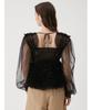 Tulle Ruffle Peplum Blouse RWFT251070 BLK [FurFur] Women's