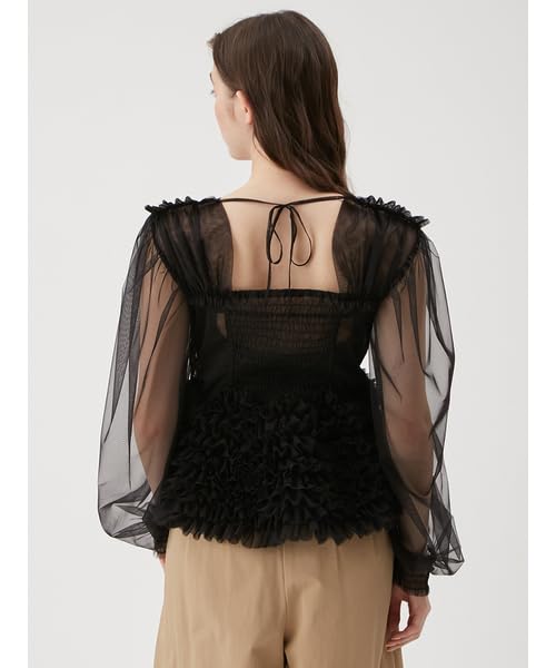Tulle Ruffle Peplum Blouse RWFT251070 BLK [FurFur] Women's