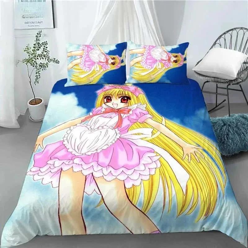 New 3D Anime Kawaii Girls Tokyo.Mew.Mew Bedding Set Printed With Pillowcase Bed Duvet Cover Soft Queen King Size Bedclothes Home