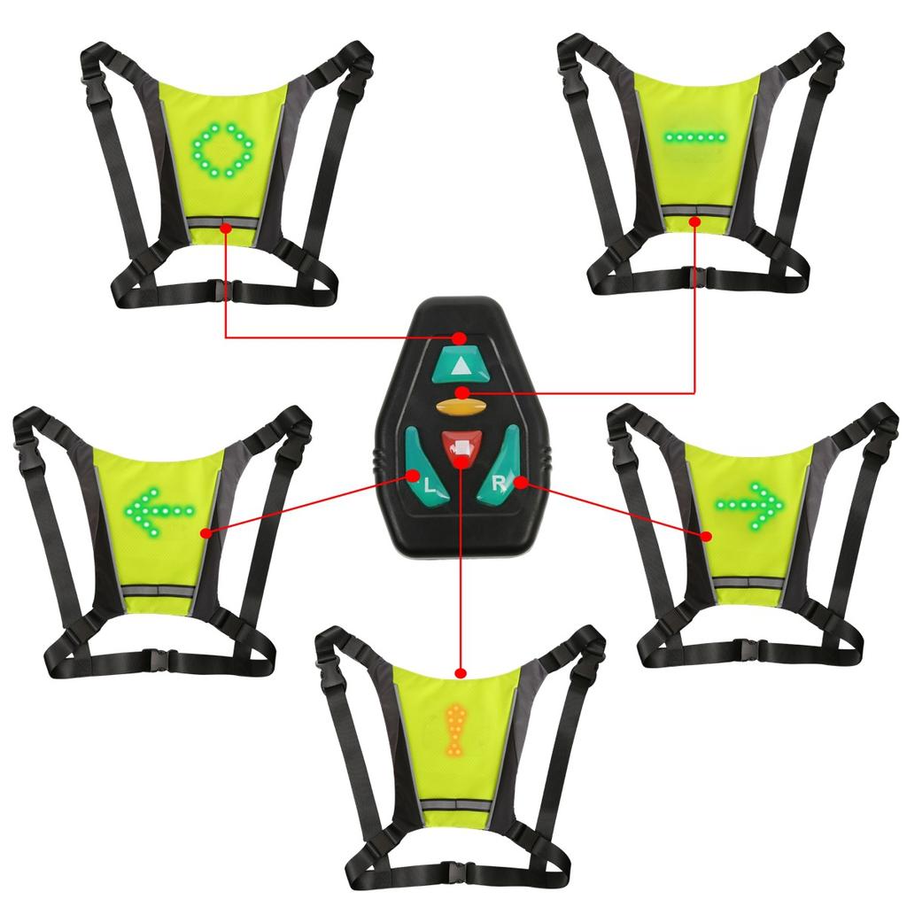 Neuer reflektierender Fahrradrucksack mit kabelloser Fernbedienung, LED-Tasche für Damen und Herren, LED-Fahrradweste für Laufen