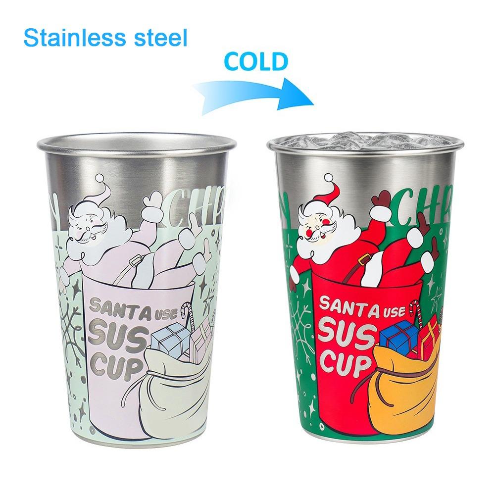 450ml Aluminum Beer Cup Cold Sensitive Cold Sensitive Tumbler Christmas Color Changing Cup  Bar