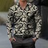 Camicia da uomo vintage in cashmere con stampa floreale paisley a maniche lunghe, casual, elegante, alla moda, comoda, alta qualità, top da uomo con colletto