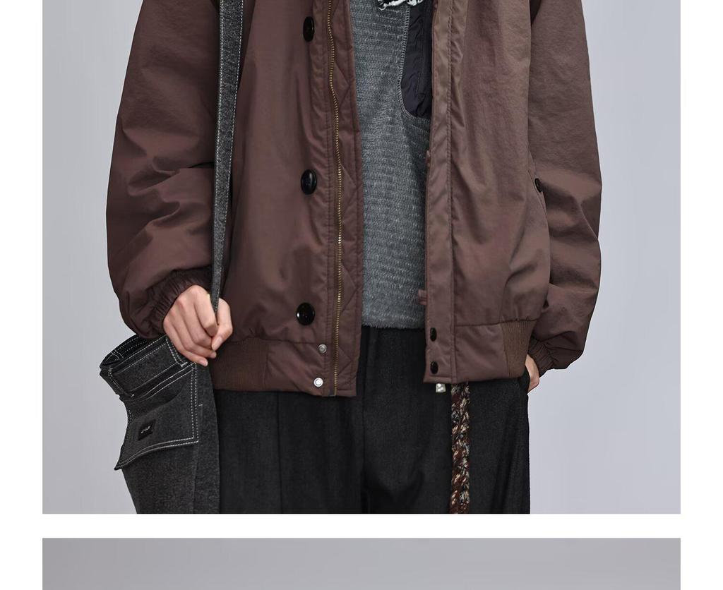 Unisex Autumn Retro Waterproof Stand-Up Collar Sporty Jacket, Solid Color, Loose Fit.